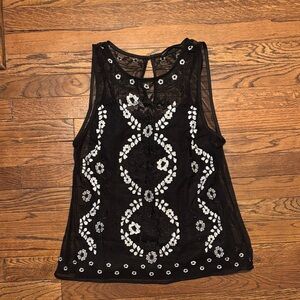 Mesh embroidered tank